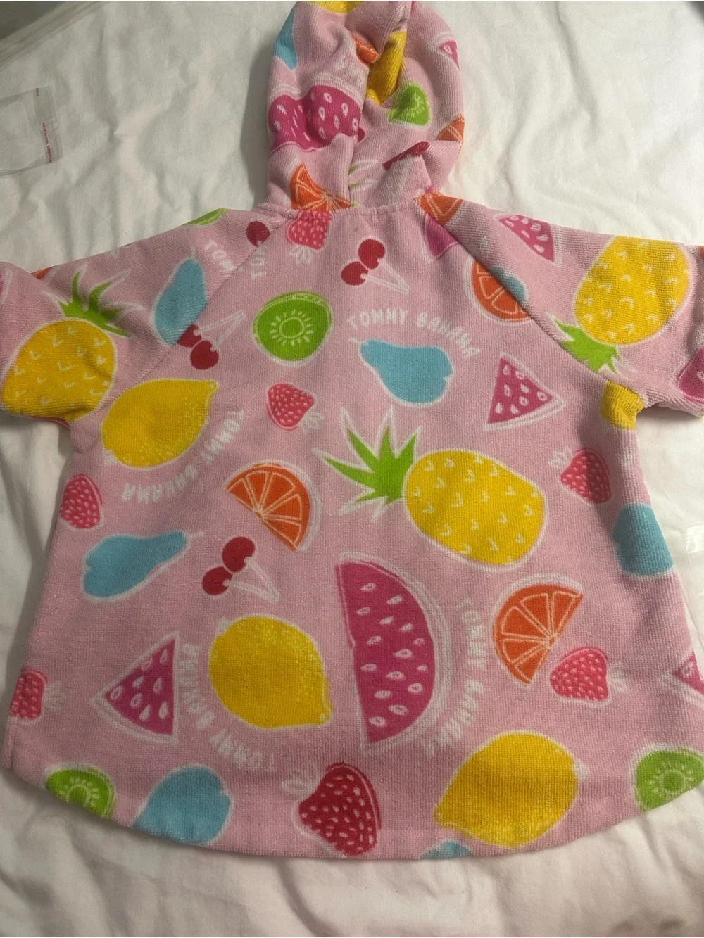 Tommy Bahama Pink Hooded Fruit-Print Kids Bath Robe